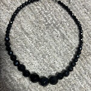 Vintage Black Beaded Necklace Classic Design